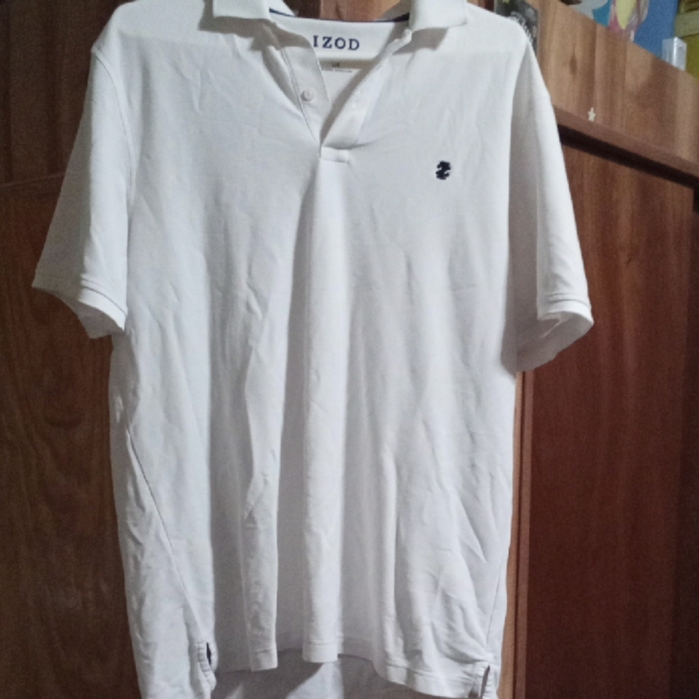 Izod White Polo with Navy Embroidered Logo